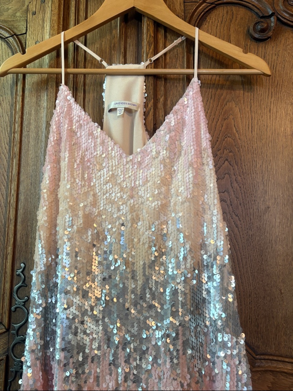 Lavender Brown Ombré sequin mini cocktail dress - Picture 7 of 13